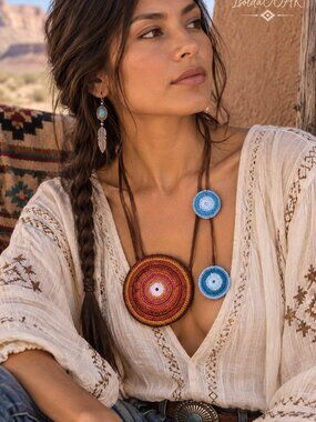 POJOAQUE PUEBLO – Handmade Crochet Statement Necklace